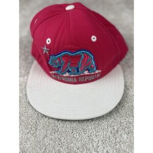 California Republic Pink White SnapBack Hat Bear Logo